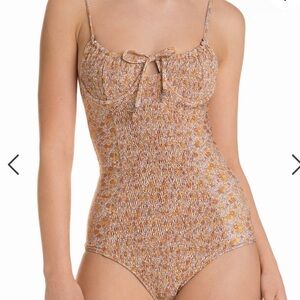 Palm x JCrew Lenny Smock Swimsuit Marigold Floral